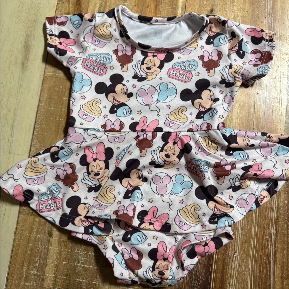 Disney Minnie Mouse Cream and Pink Kids Bodysuit